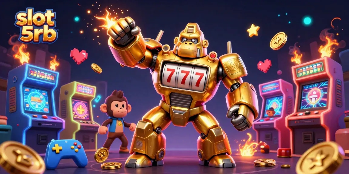 Experience thrilling wins with slot 5rb as explosive coins burst around a golden mech.