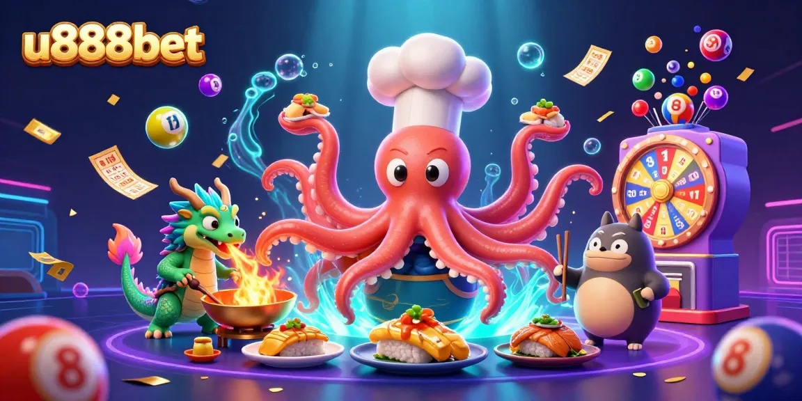 Experience the thrill of u888bet with a vibrant casino-themed illustration showcasing dynamic characters and games.