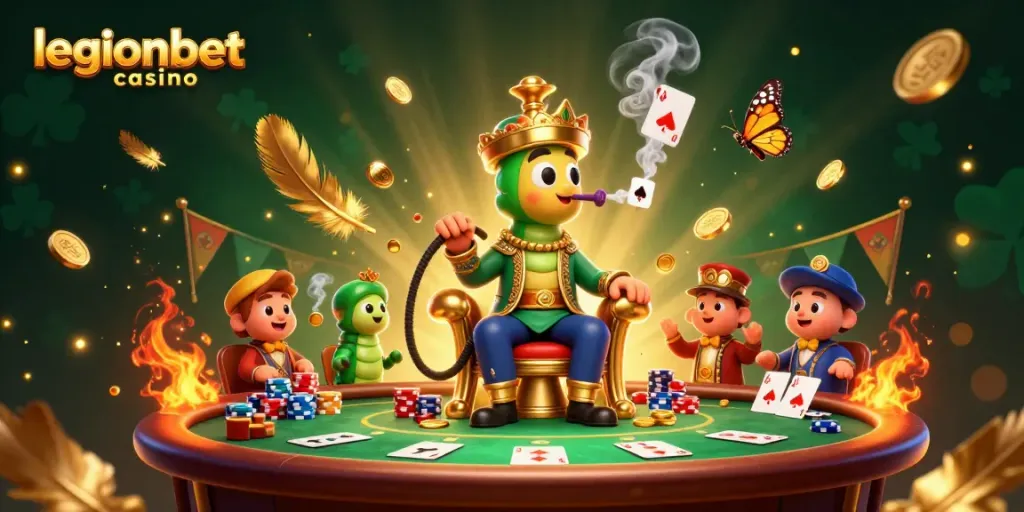 Engage with thrilling poker at legionbet casino amidst a vibrant 3D atmosphere.