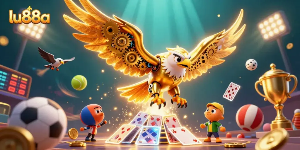 Experience winning strategies at lu88a with a dynamic illustration of vibrant 3D casino elements.