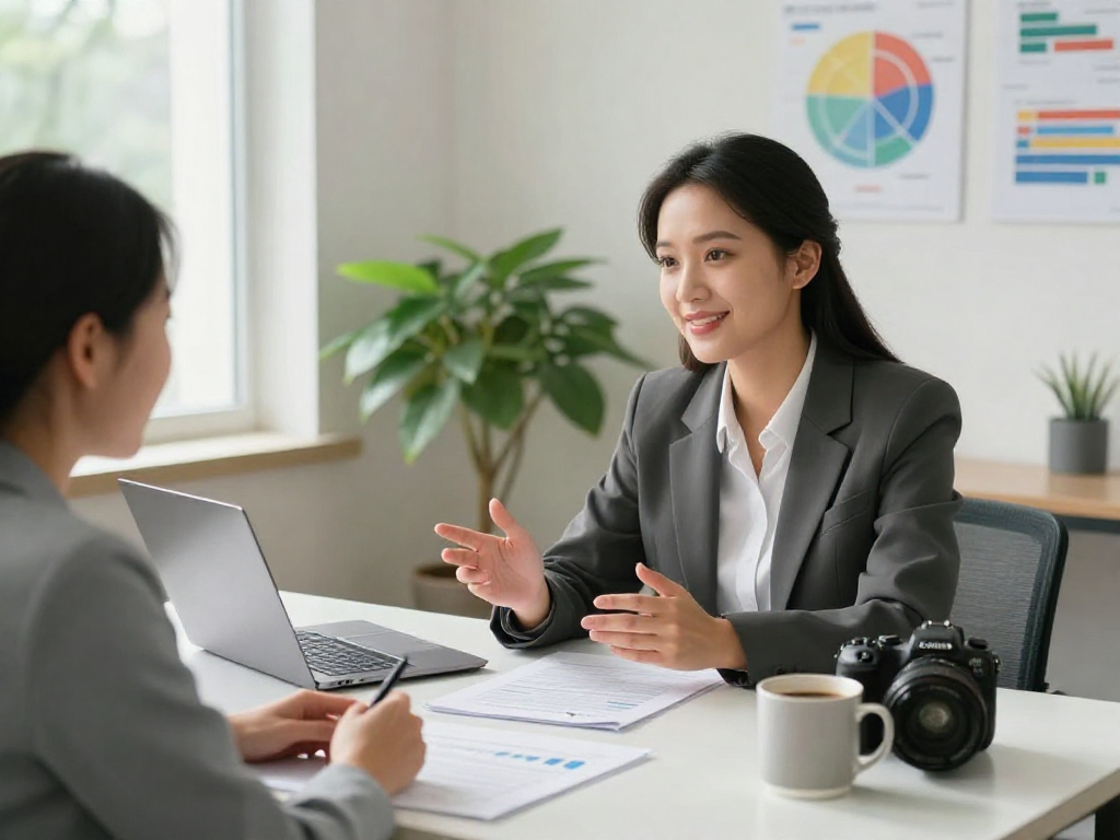 Financial advisor discussing debt consolidation options with a client in a bright home office.