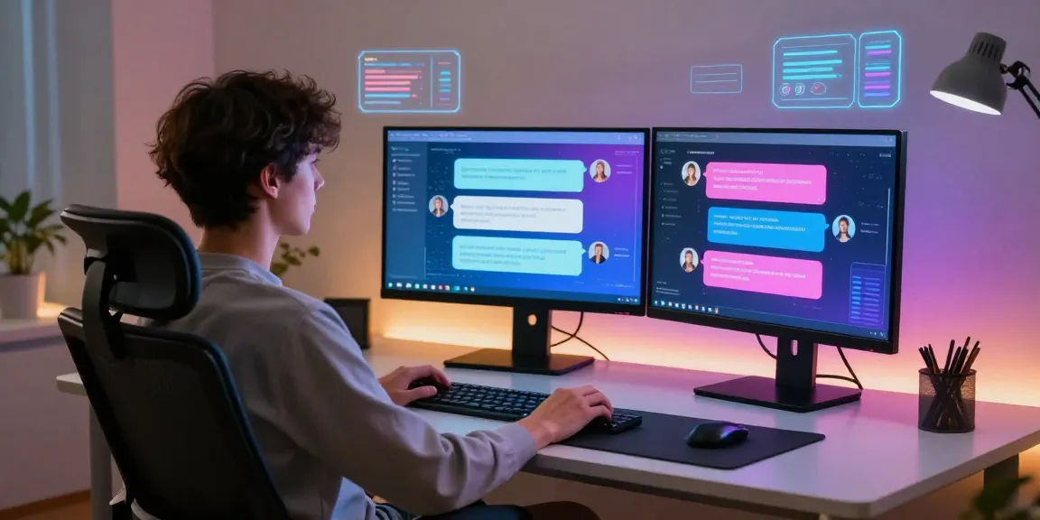 Engaging ai porn chat experience with a virtual assistant in a modern digital workspace.