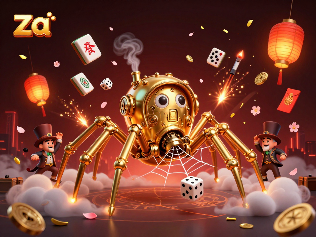 Engage in thrilling adventures with za as golden chains connect poker chips in a vibrant casino web.
