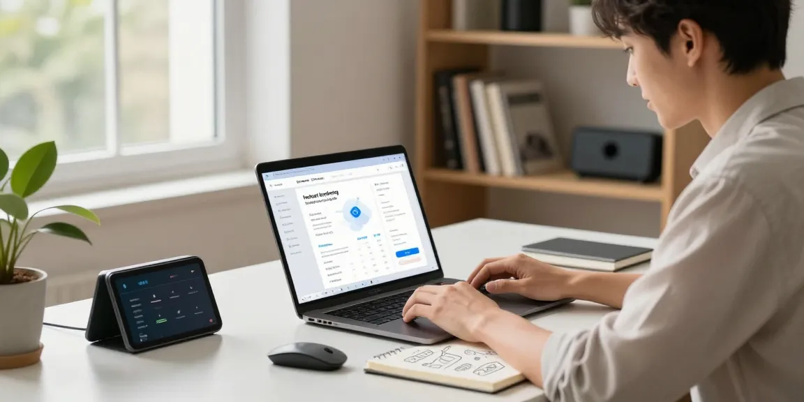 Professional setting showcasing instant indexing tools on a laptop with a bright workspace atmosphere.