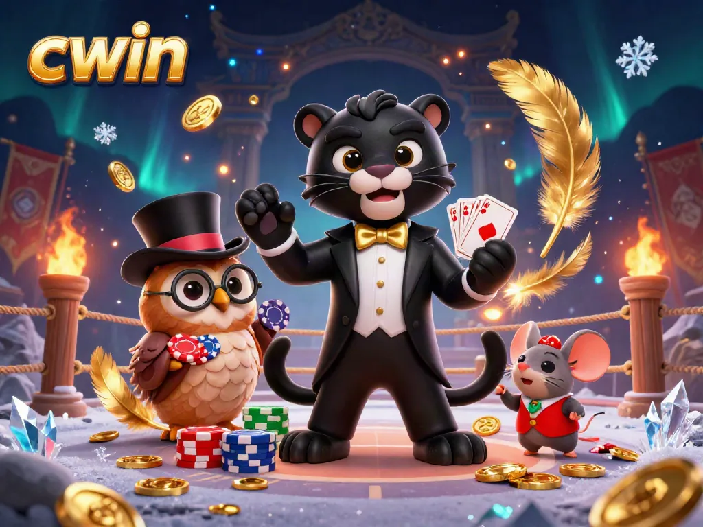 Experience thrilling moments at cwin with a stylish panther, owl, and mouse in a dynamic casino scene.