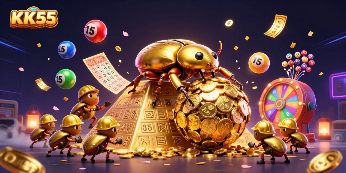 Play dynamic casino games at KK55, featuring vibrant lottery elements and golden prizes.