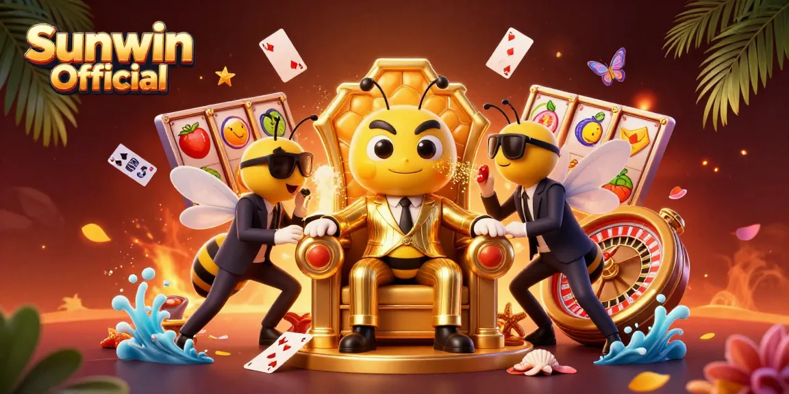 Engage with Sunwin Official's thrilling casino adventures in this vibrant 3D illustration.